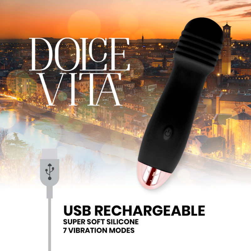 DOLCE VITA VIBRADOR RECARGABLE TRES NEGRO 7 VELOCIDADES - Imagen 4