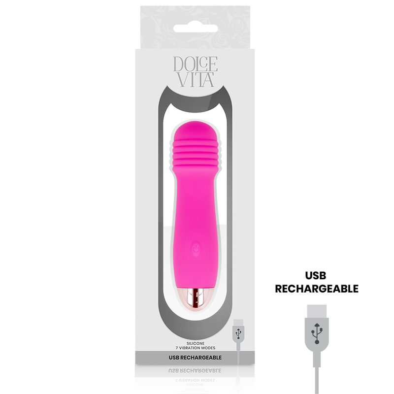 DOLCE VITA VIBRADOR RECARGABLE THREE ROSA 7 VELOCIDADES - Imagen 3