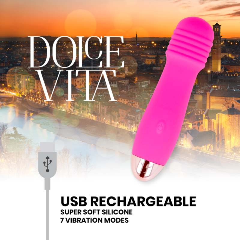 DOLCE VITA VIBRADOR RECARGABLE THREE ROSA 7 VELOCIDADES - Imagen 4