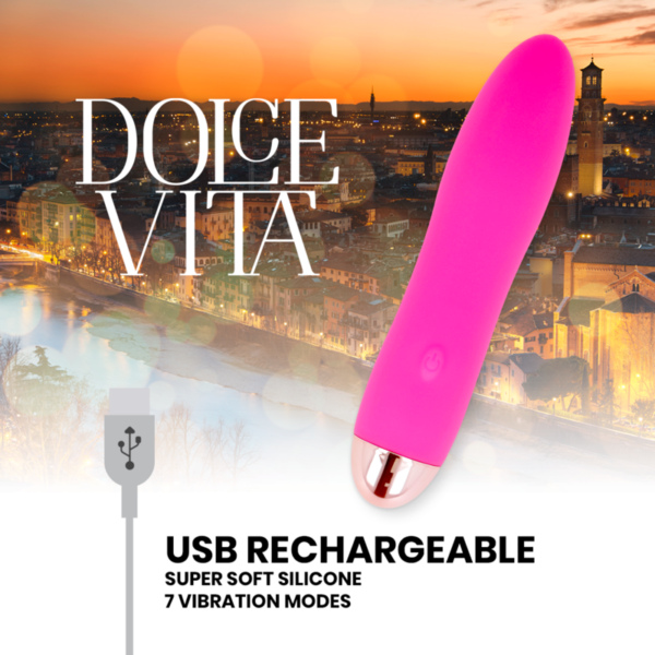 DOLCE VITA VIBRADOR RECARGABLE FOUR ROSA 7 VELOCIDADES - Imagen 4