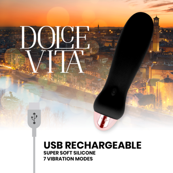 DOLCE VITA VIBRADOR RECARGABLE FIVE NEGRO 7 VELOCIDADES - Imagen 4