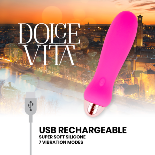 DOLCE VITA VIBRADOR RECARGABLE FIVE ROSA 7 VELOCIDADES - Imagen 4