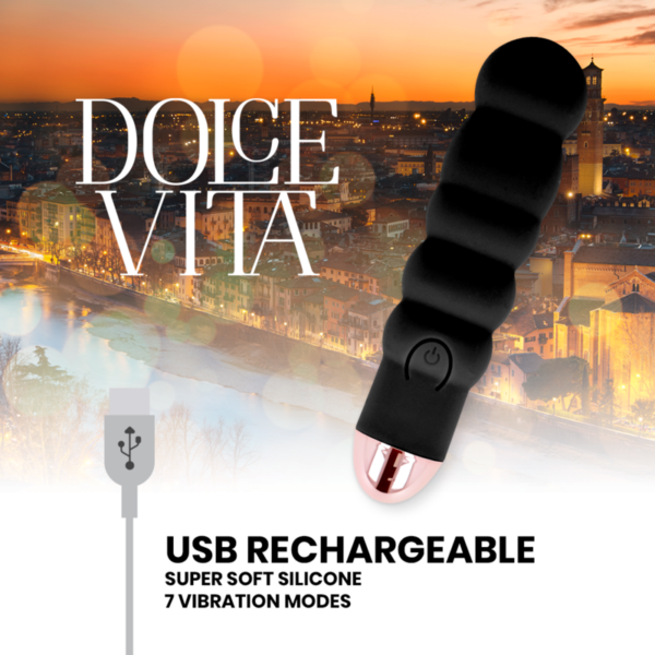 DOLCE VITA VIBRADOR RECARGABLE SIX NEGRO 7 VELOCIDADES - Imagen 4