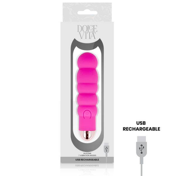 DOLCE VITA VIBRADOR RECARGABLE SIX ROSA 7 VELOCIDADES - Imagen 3
