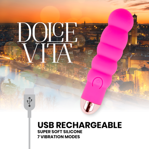 DOLCE VITA VIBRADOR RECARGABLE SIX ROSA 7 VELOCIDADES - Imagen 4