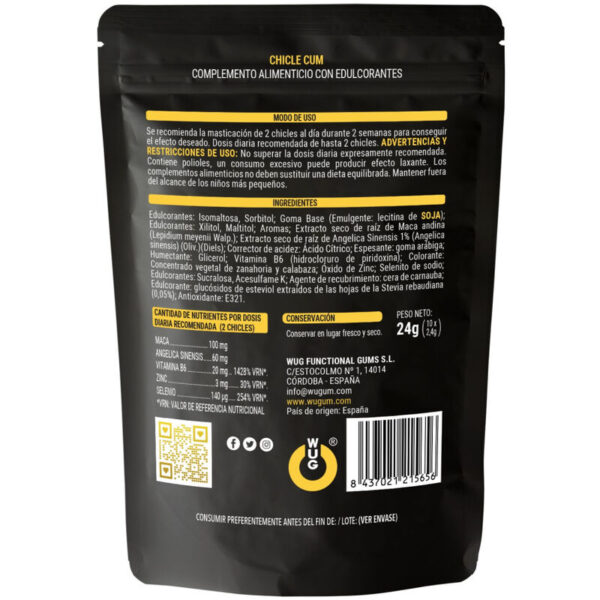 WUG GUM CUM CHICLE AUMENTADOR DE EYACULACION  SABOR A PLATANO DEL SEMEN 10 UNIDADES - Imagen 2