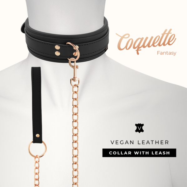 COQUETTE CHIC DESIRE FANTASY COLLAR CUERO VEGANO CON CORREA Y FORRO DE NEOPRENO - Imagen 2