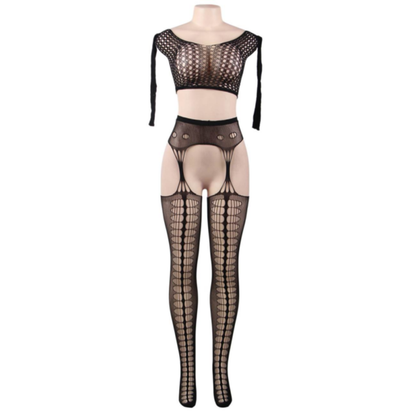QUEEN LINGERIE BODYSTOCKING TOP MANGA LARGA S-L - Imagen 4