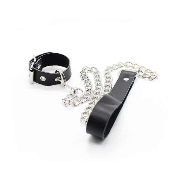 OHMAMA COLLAR PARA PENE Y CORREA PIEL CON CADENA METALICA - Imagen 2