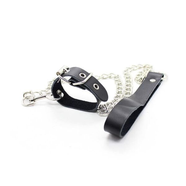 OHMAMA COLLAR PARA PENE Y CORREA PIEL CON CADENA METALICA - Imagen 3