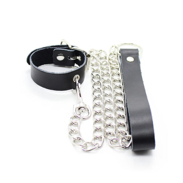 OHMAMA COLLAR PARA PENE Y CORREA PIEL CON CADENA METALICA - Imagen 4