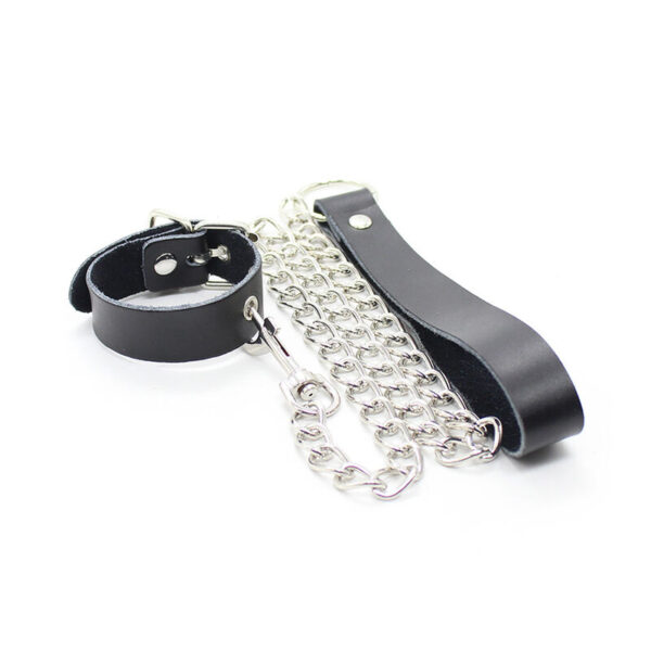 OHMAMA COLLAR PARA PENE Y CORREA PIEL CON CADENA METALICA - Imagen 5