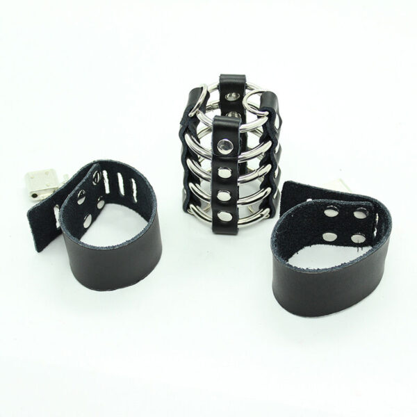 OHMAMA FETISH JAULA PENE CON ANILLAS METALICAS Y CORREAS PIEL - Imagen 5