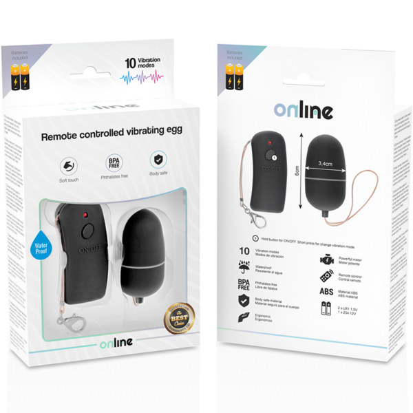 ONLINE HUEVO VIBRADOR CON MANDO CONTROL REMOTO - NEGRO - Imagen 3
