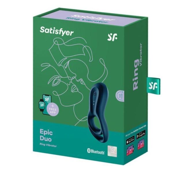 SATISFYER EPIC DUO ANILLO VIBRADOR APP - AZUL - Imagen 3