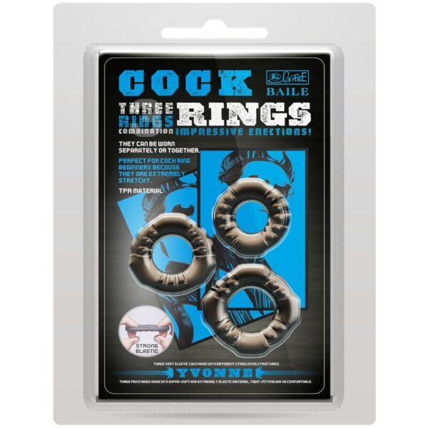 COCK RINGS YVONNE SET 3 ANILLOS PENE - Imagen 4