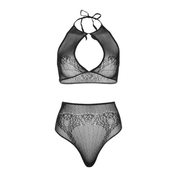 LEG AVENUE SET DOS PIEZAS TOP CORTO CUELLO HALTER Y TANGA TALLA UNICA - Imagen 5