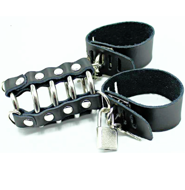 OHMAMA FETISH JAULA PENE CON ANILLAS METALICAS Y CORREAS PIEL - Imagen 2