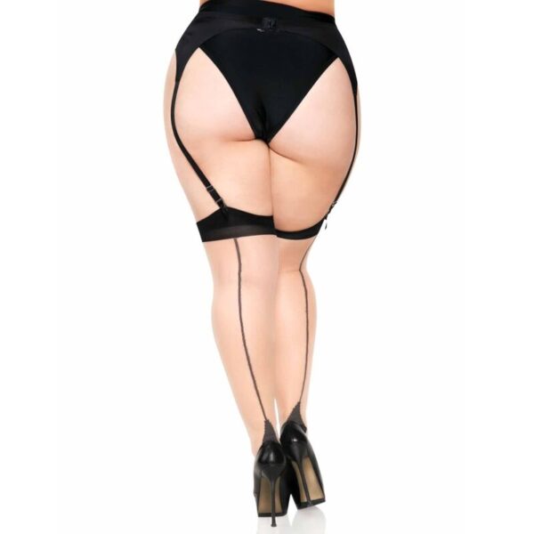 LEG AVENUE MEDIAS NUDE CON TACON CUBANO Y COSTURA TRASERA PLUS - Imagen 2