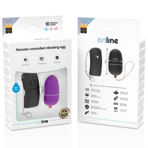 ONLINE HUEVO VIBRADOR CON MANDO CONTROL REMOTO - LILA - Imagen 4