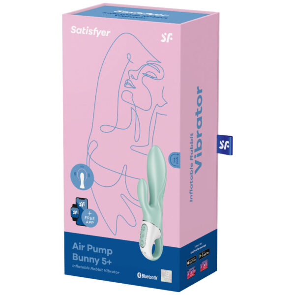 SATISFYER AIR PUMP BUNNY 5+ VIBRADOR RABBIT INFLABLE APP - VERDE - Imagen 4