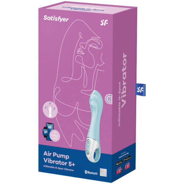 SATISFYER AIR PUMP VIBRATOR 5+ VIBRADOR PUNTO G INFLABLE APP - AZUL - Imagen 4