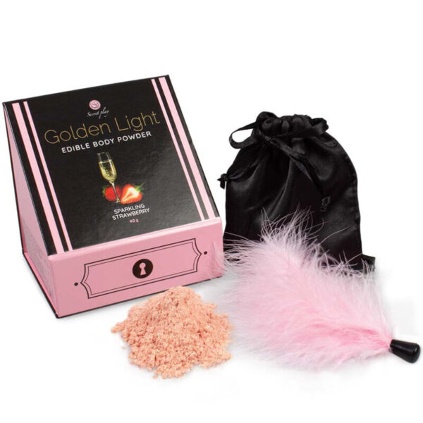 SECRETPLAY GOLDEN LIGHT KIT POLVOS COMESTIBLES Y PLUMA - FRESAS  CAVA