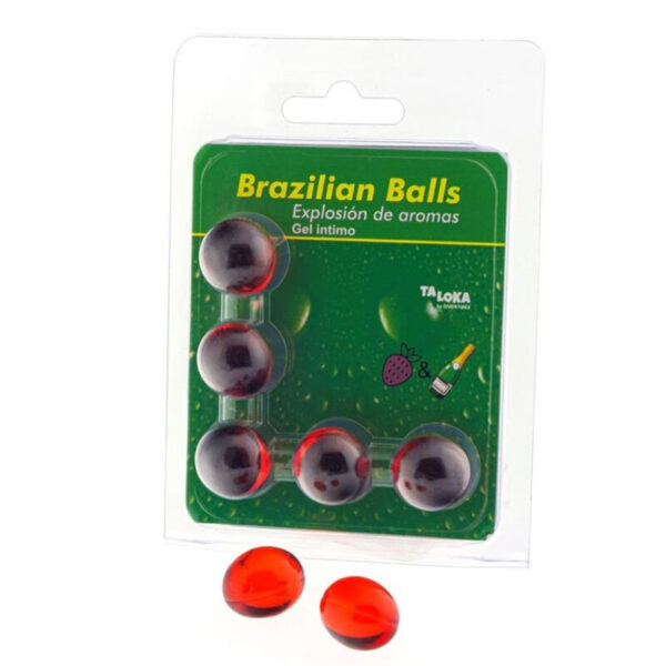 TALOKA - BRAZILIAN BALLS GEL ÍNTIMO FRESAS  CHAMPÁN 5 BOLAS