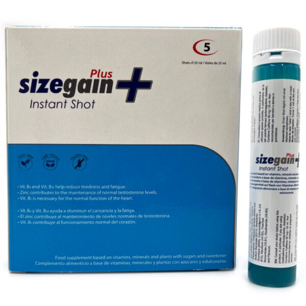 SIZEGAIN PLUS INSTANT SHOT VIGORIZANTE MASCULINO 5 UNIDADES - Imagen 2