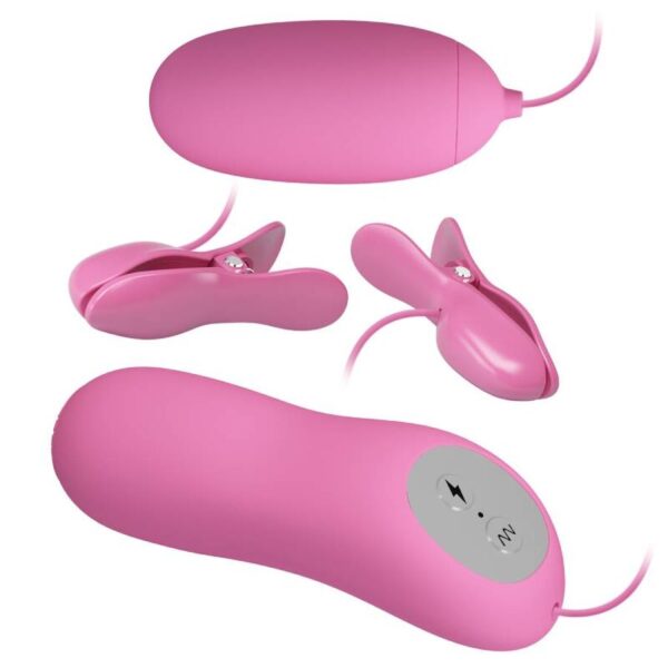 PRETTY LOVE - PINZAS CON VIBRACIÓN Y ELETROSHOCK ROSA - Imagen 3