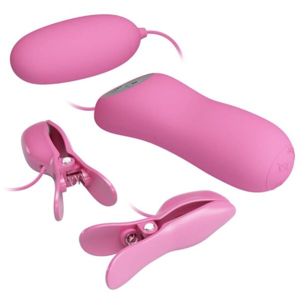 PRETTY LOVE - PINZAS CON VIBRACIÓN Y ELETROSHOCK ROSA - Imagen 4