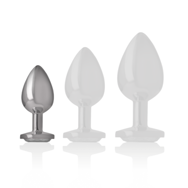 INTENSE - PLUG ANAL METAL ALUMINIO CON CRISTAL PLATA TALLA S - Imagen 3