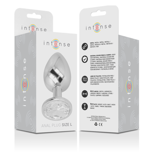 INTENSE - PLUG ANAL METAL ALUMINIO CON CRISTAL PLATA TALLA L - Imagen 4