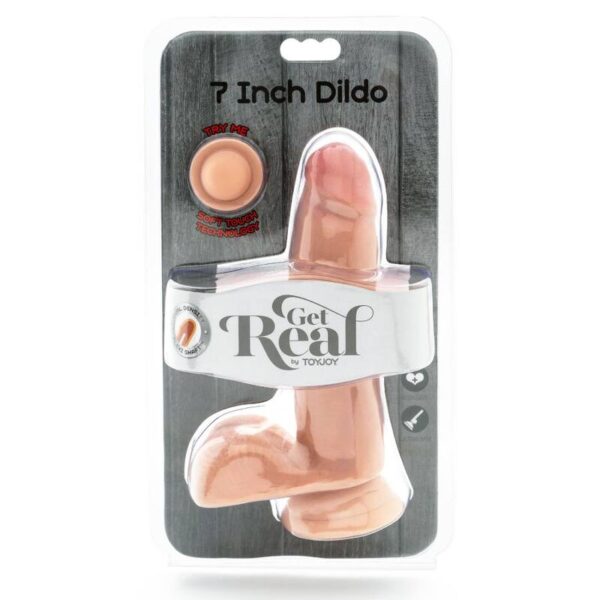 GET REAL - DUAL DENSITY DILDO 12 CM CON TESTICULOS NATURAL - Imagen 3