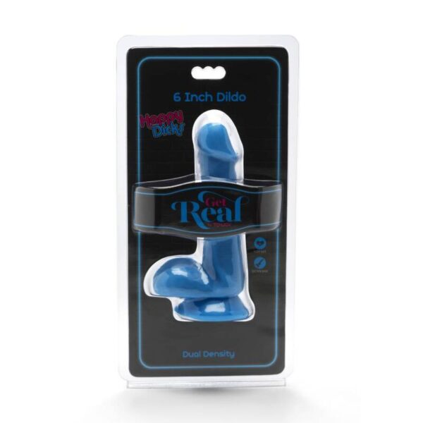 GET REAL - HAPPY DICKS DILDO 12 CM CON TESTICULOS AZUL - Imagen 2