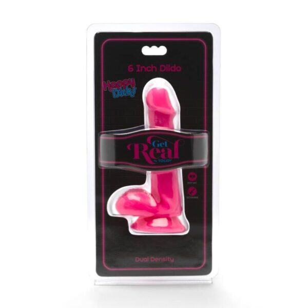 GET REAL - HAPPY DICKS DILDO 12 CM CON TESTICULOS ROSA - Imagen 2