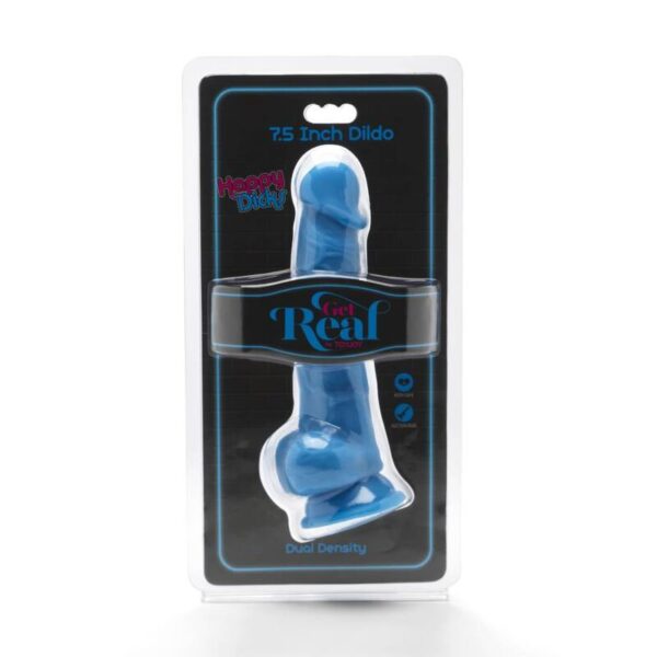 GET REAL - HAPPY DICKS 19 CM CON TESTICULOS AZUL - Imagen 2