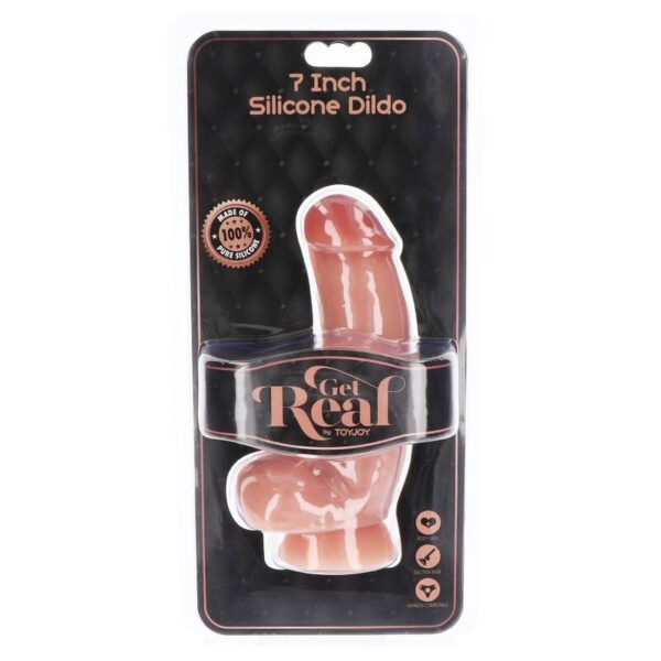 GET REAL - DILDO SILICONA 18 CM CON TESTICULOS NATURAL - Imagen 4
