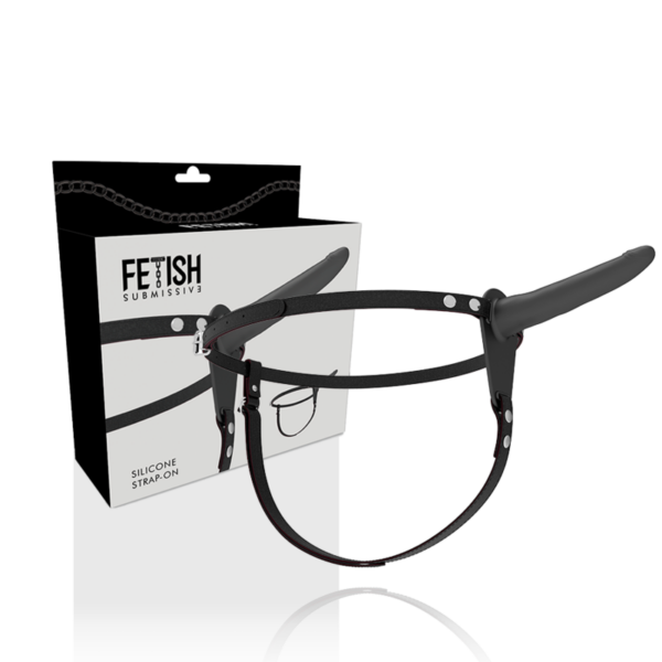 FETISH SUBMISSIVE ARNÉS SILICONA NEGRO 15CM - Imagen 2