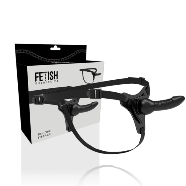 FETISH SUBMISSIVE ARNÉS SILICONA NEGRO REALISTIC 16CM - Imagen 2