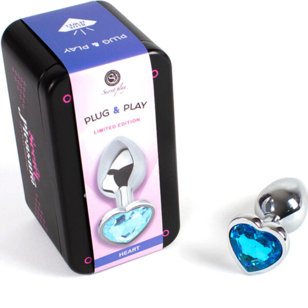 SECRET PLAY - METAL BUTT PLUG CORAZÓN AZUL TALLA S 7 CM - Imagen 2