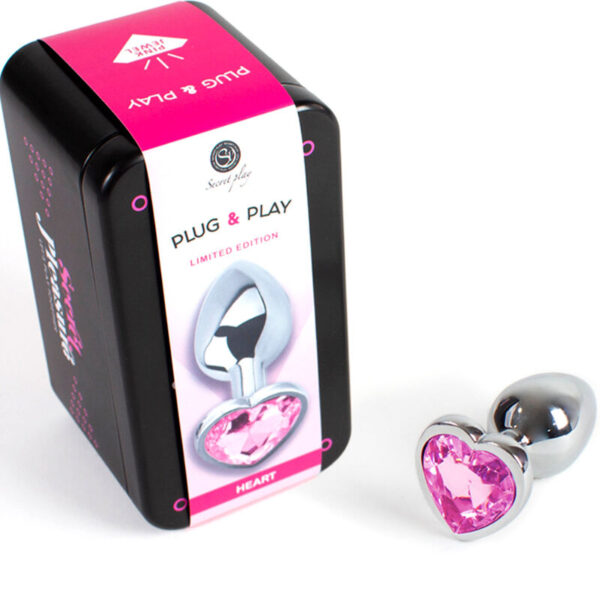 SECRET PLAY - METAL BUTT PLUG CORAZÓN FUCSIA TALLA S 7 CM - Imagen 2