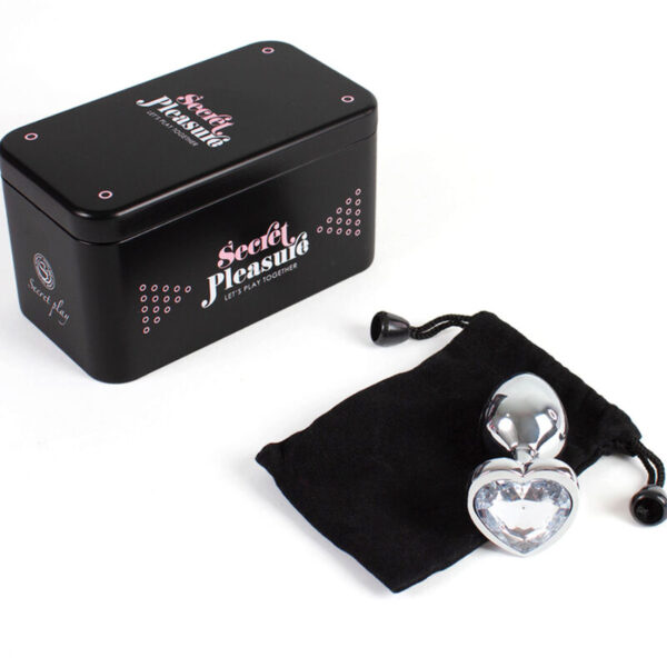 SECRET PLAY - METAL BUTT PLUG CORAZÓN TRANSPARENTE TALLA S 7 CM - Imagen 4