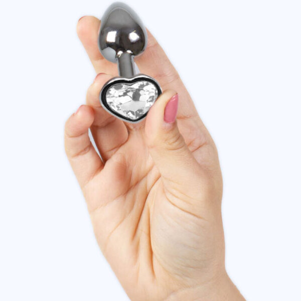 SECRET PLAY - METAL BUTT PLUG CORAZÓN TRANSPARENTE TALLA S 7 CM - Imagen 3