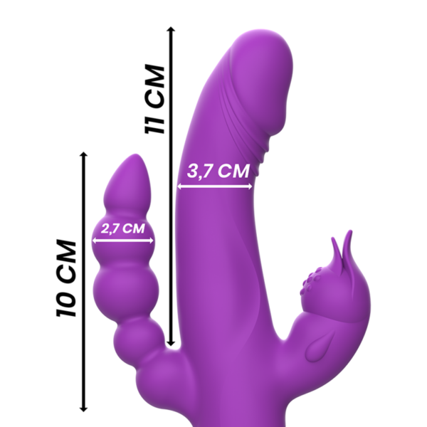 INTENSE - CASANOVA VIBRADOR RABBIT SILICONA TRIPLE MOTOR MORADO - Imagen 3