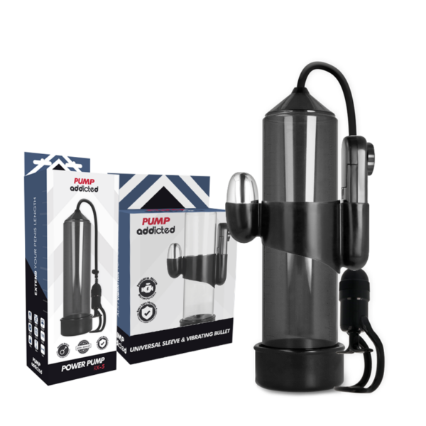 PUMP ADDICTED BOMBA ERECCIÓN RX5 NEGRO CON VIBRADOR - Imagen 2