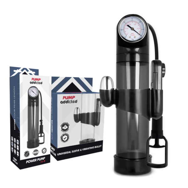 PUMP ADDICTED BOMBA ERECCIÓN RX9 NEGRO CON VIBRADOR - Imagen 2
