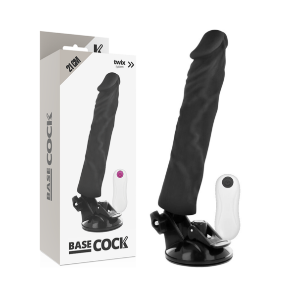 BASECOCK REALISTIC VIBRADOR CONTROL REMOTO NEGRO 21CM