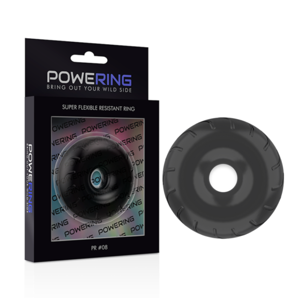 POWERING SUPER FLEXIBLE Y RESISTENTE ANILLO PENE  5CM PR08 NEGRO - Imagen 4