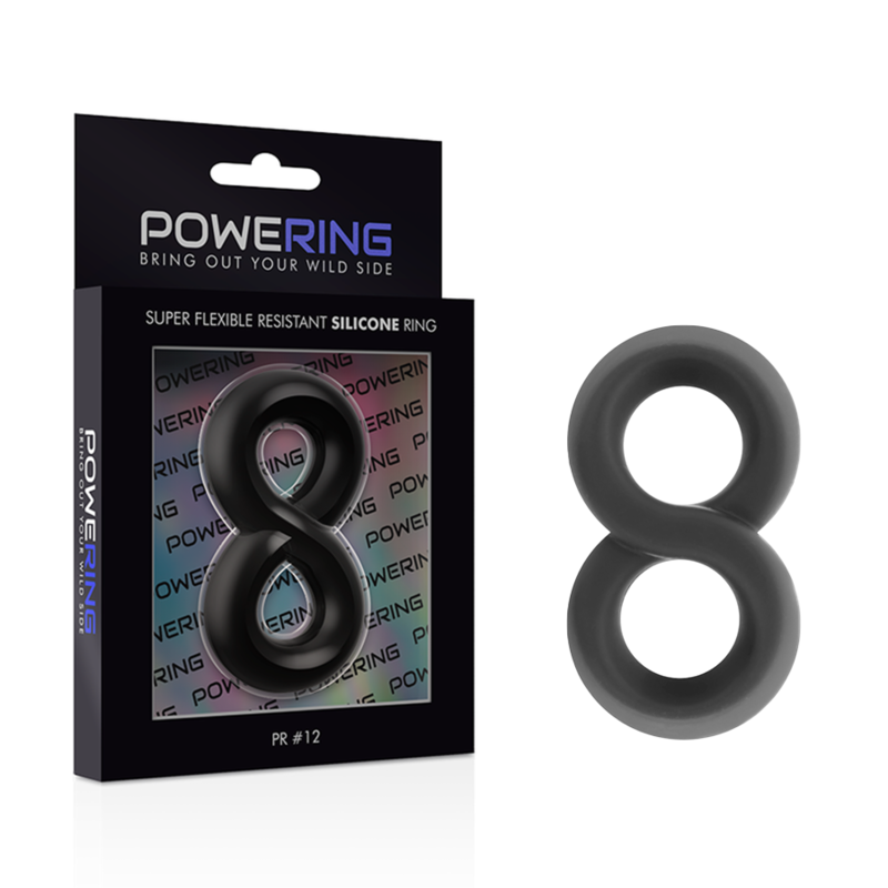 POWERING SUPER FLEXIBLE Y RESISTENTE ANILLO PENE Y TESTICULOS PR12 NEGRO - Imagen 4